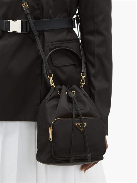 Nylon Bucket Bag in Black .